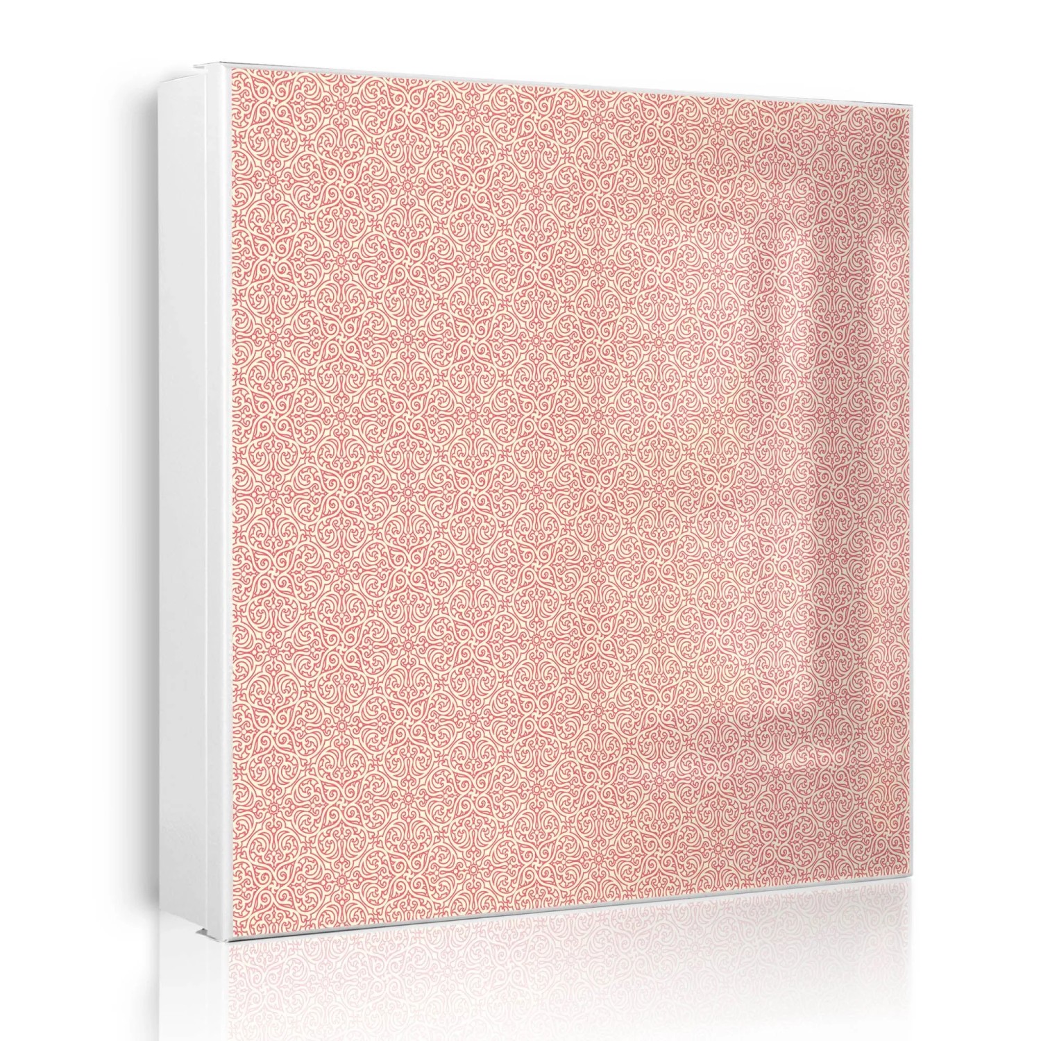 Banjado Großer Schlüsselkasten Metall 30x30cm Weiß Scharnier Rechts 50 Haken Beschreibbar Magnetisch Motiv Rosa Arabesque