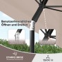 Detailaufnahme: Höhenverstellung und Neigung des Sekey Sonnenschirms für Balkon und Garten.