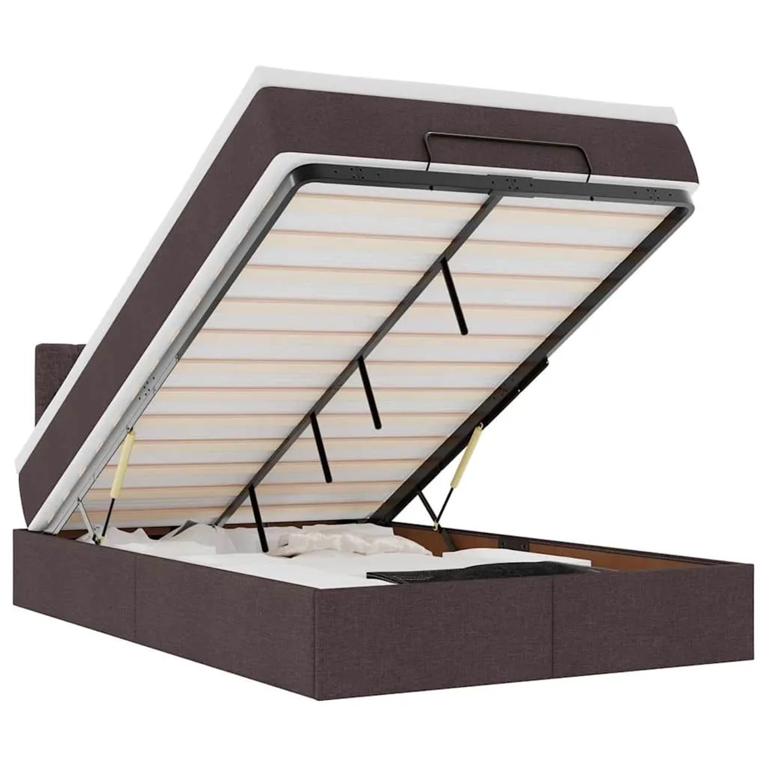 vidaXL Ottoman-Bett mit Matratze & LEDs Dunkelbraun 120x190 cm Stoff 3312377