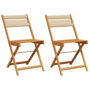 vidaXL Bistrostühle 2 Stk Beige Massivholz Akazie und Kordel 367680