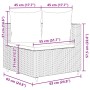 Skizze einer schwarzen vidaXL Garten-Sofagarnitur aus Rattan mit Maßen.
