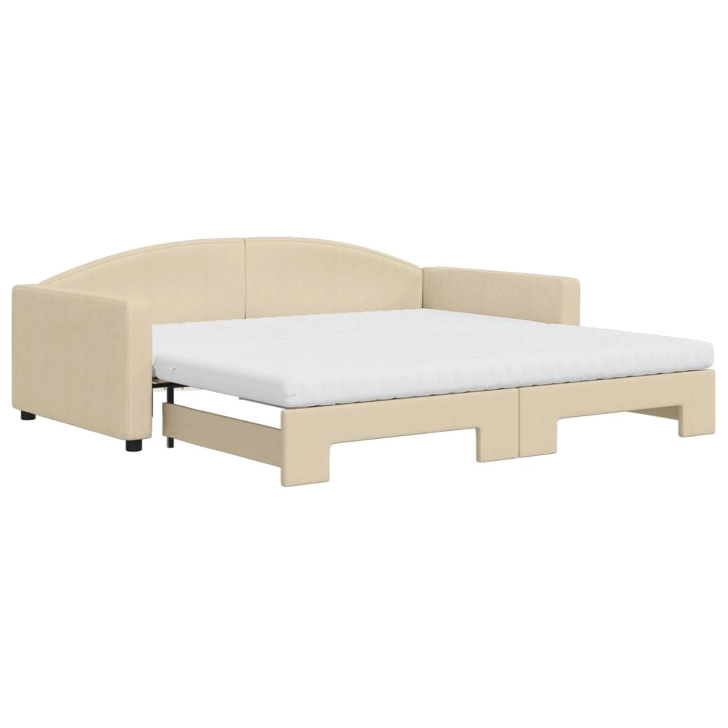 vidaXL Tagesbett Ausziehbar mit Matratzen Creme 100x200 cm Stoff 3197215