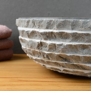 Wohnfreuden Marmor Waschbecken Bascom Rowfish 35 cm Schwarz Rund