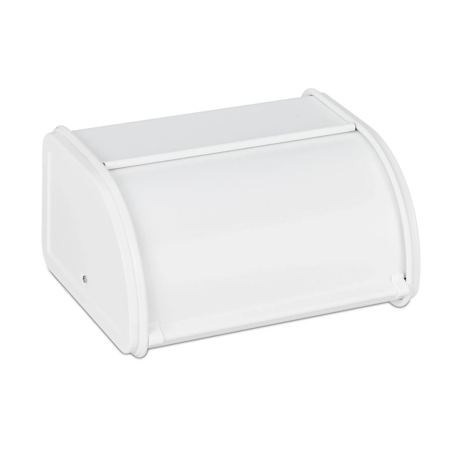 Relaxdays Brotkasten Stahl Weiß Rolldeckel 13,5 cm x 26 cm x 21 cm 0,8 kg