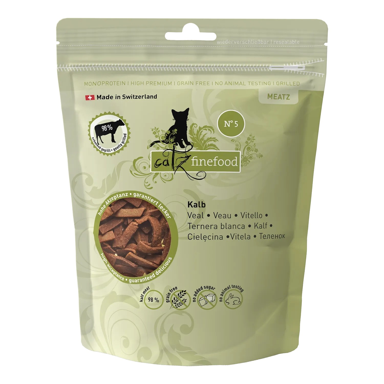 Catz Finefood Katzenleckerlies & Katzensnacks Meatz N°5 mit Kalb 45 g