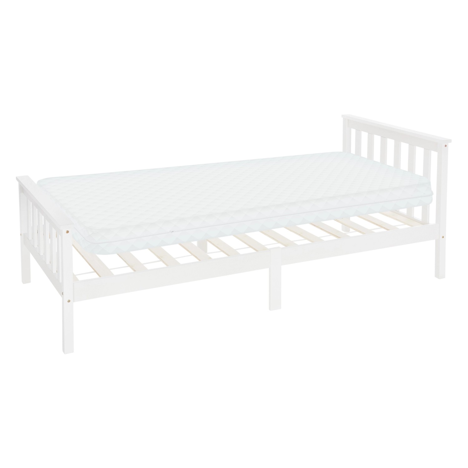 ML-Design Holzbett mit Lattenrost 90x200 cm Weiß mit Matratze H10cm