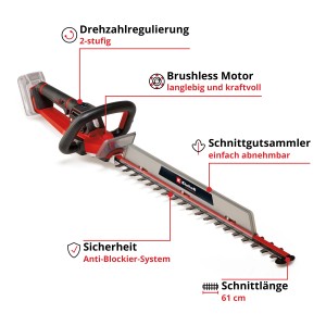 Einhell Akku-Heckenschere GP-CH 18/61 Li BL-Solo: Akku-Heckenschere mit 61 cm Schnittlänge.