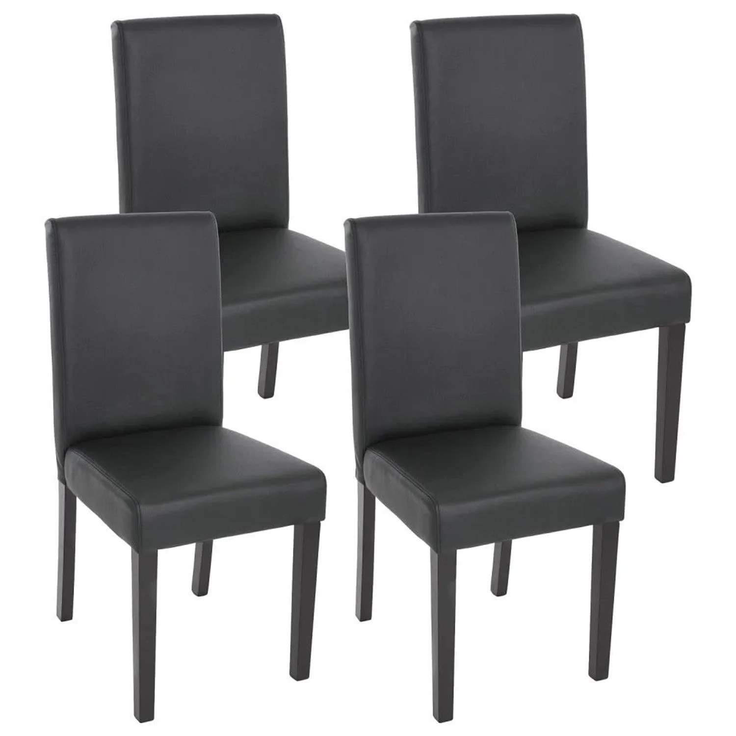 MCW Esszimmerstuhl Littau 4er-Set Kunstleder Schwarz Matt Dunkle Beine