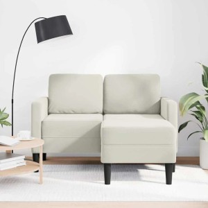 vidaXL 2-Sitzer-Sofa mit Chaiselongue L-Form Creme 125 cm Samt 4107075