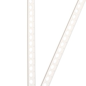 Weißes ProfileXXL Eckschutzprofil (2,5m) aus PVC für Trockenbau mit Lochmuster.