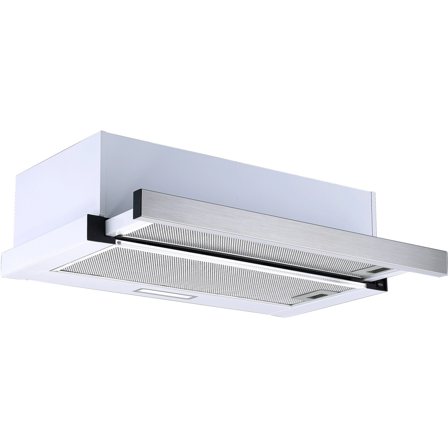 Respekta Flachschirmhaube CH4138IXC, 60cm, Edelstahlblende. Ausziehbare Dunstabzugshaube für Hängeschrank.