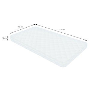 ML-Design Kindermatratze, 60x120x10 cm, schadstoffgeprüft. Weiße Baby-/Junior-Matratze.