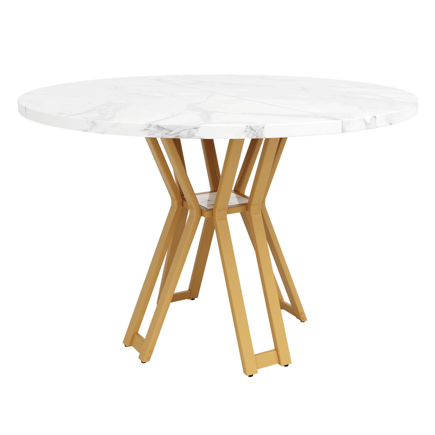 Merax Runder Esstisch 100x100x76cm  MDF Marmoroptik  Metallgestell Gold