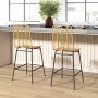 2er Set HOMCOM Barhocker mit Rattanoptik und schwarzem Metallgestell.