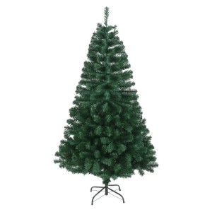 Grüner künstlicher Weihnachtsbaum, 210cm hoch, mit dichten Luvi-Nadeln und schwarzem Metallständer. Ideal für festliche Dekoration.