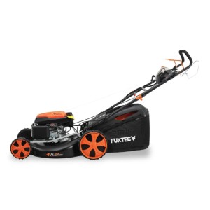 FUXTEC Benzin Rasenmäher FX-RM5396eS-PRO, schwarz-orange, 53 cm Schnittbreite, 70 L Fangkorb. Robuster 4in1 Mäher mit E-Start.