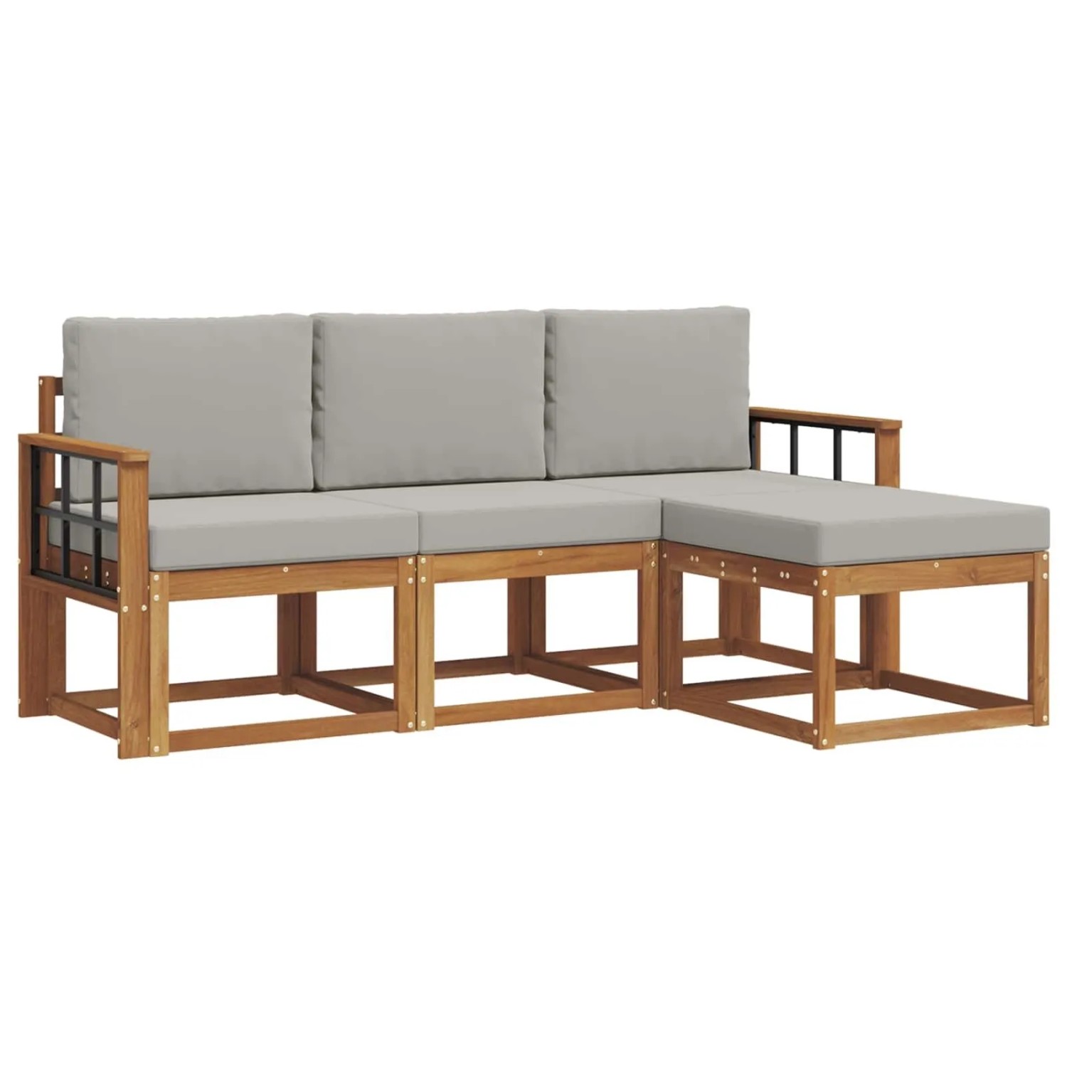 vidaXL Outdoor-Sofagarnitur mit Kissen 4 Stk Natur und Hellgrau 3366229