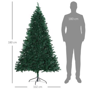 HOMCOM Tannenbaum, 180 cm hoch, mit 1000 Ästen und stabilem Metallfuß. Künstlicher Weihnachtsbaum.