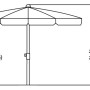 Skizze Schneider Balkonschirm Aquila Ø 200 cm, Maße: 180/230 cm Höhe.