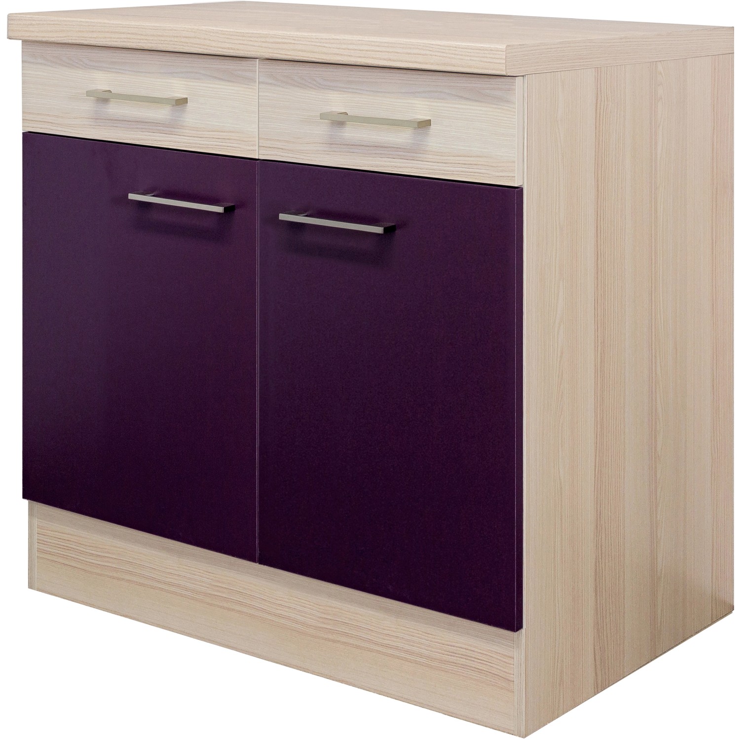 Flex-Well Exclusiv Unterschrank Focus 80 cm Akazie-Aubergine-Akazie