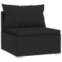 Schwarzes vidaXL 3-Sitzer Gartensofa aus Rattan mit Kissen.