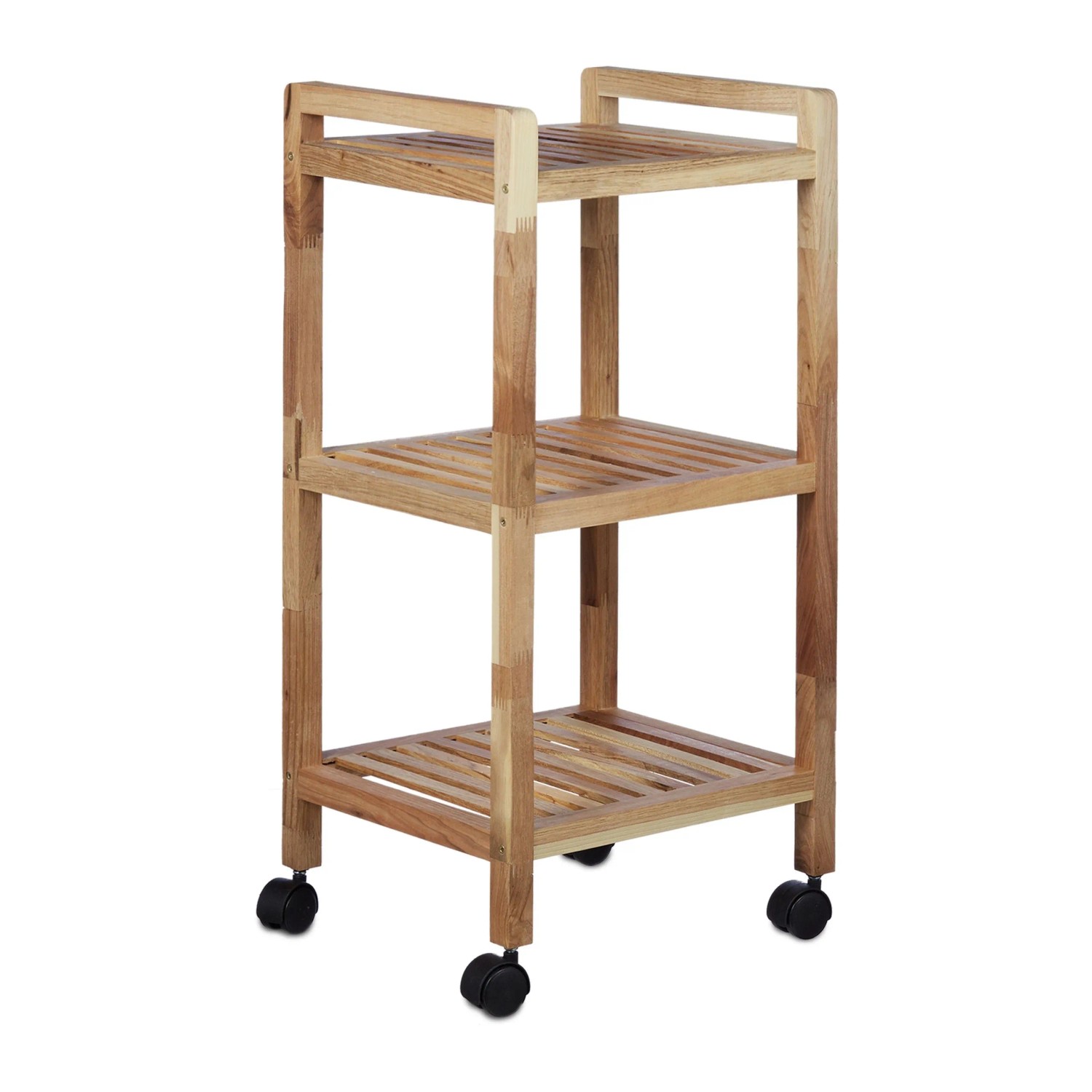 Relaxdays Badregal Holz mit Rollen 71,5 cm x 35 cm x 31 cm 2,8 kg