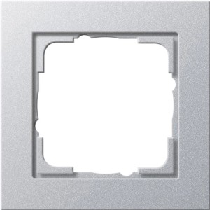 Gira E2 Abdeckrahmen 1-fach in Alu-Optik für Schalter und Steckdosen.