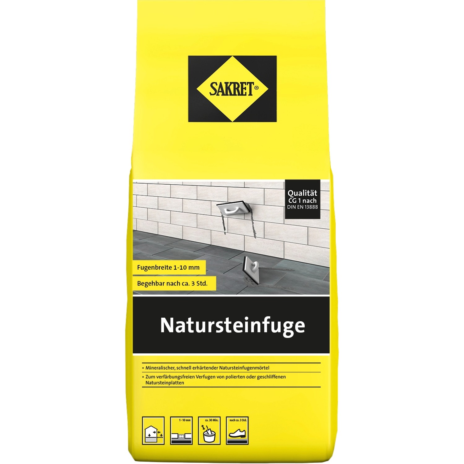 Sakret Natursteinfuge Dunkelgrau, 5 kg Sack. Fugenmörtel für Naturstein, innen & außen.