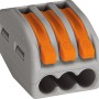 Wago Verbindungsdosenklemme mit 3 orangefarbenen Hebeln für Kabel bis 4 mm².