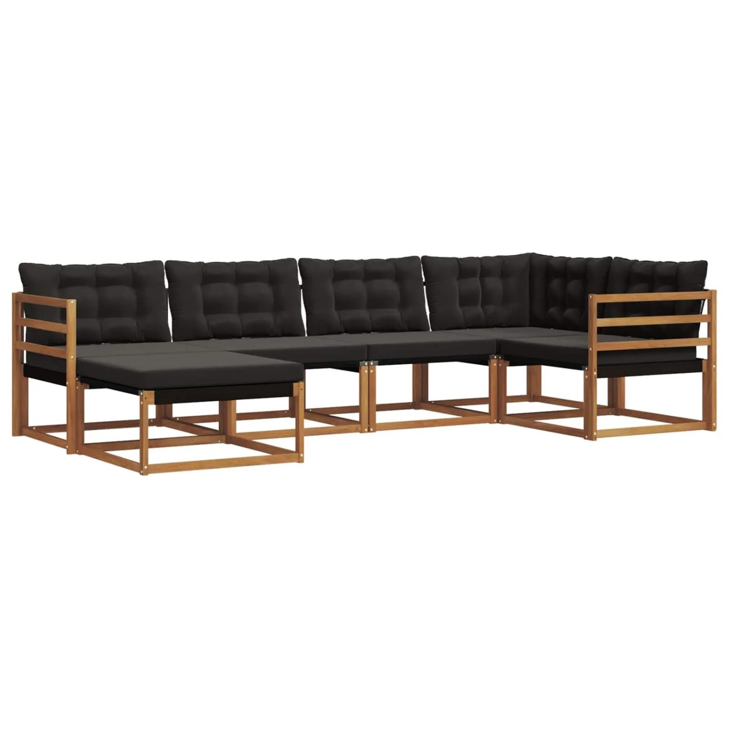 vidaXL Outdoor-Sofagarnitur mit Kissen 18-Tlg Natur und Schwarz 3369615