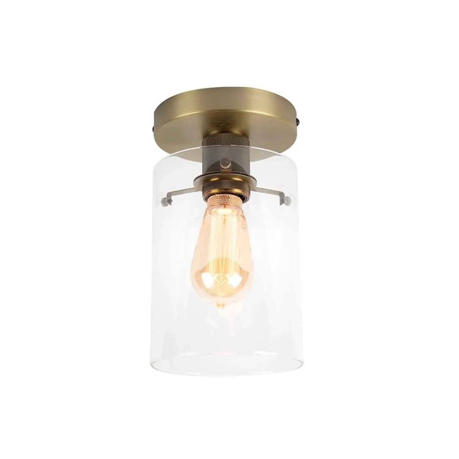 QAZQA Moderne Deckenleuchte Bronze mit Glaskuppel