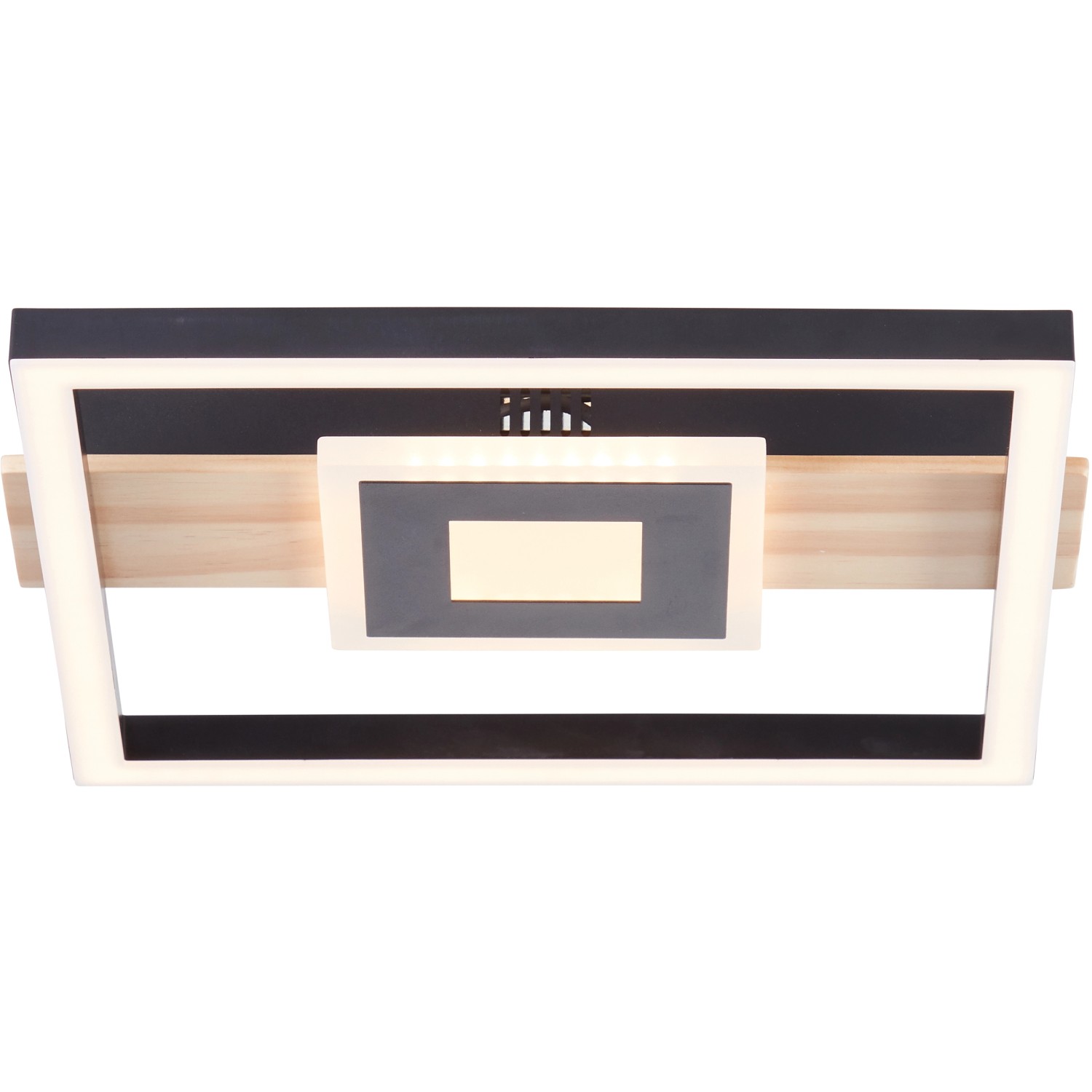 Brilliant LED-Deckenleuchte Baldo Schwarz-Holz 30 cm x 28 cm FSC® günstig online kaufen