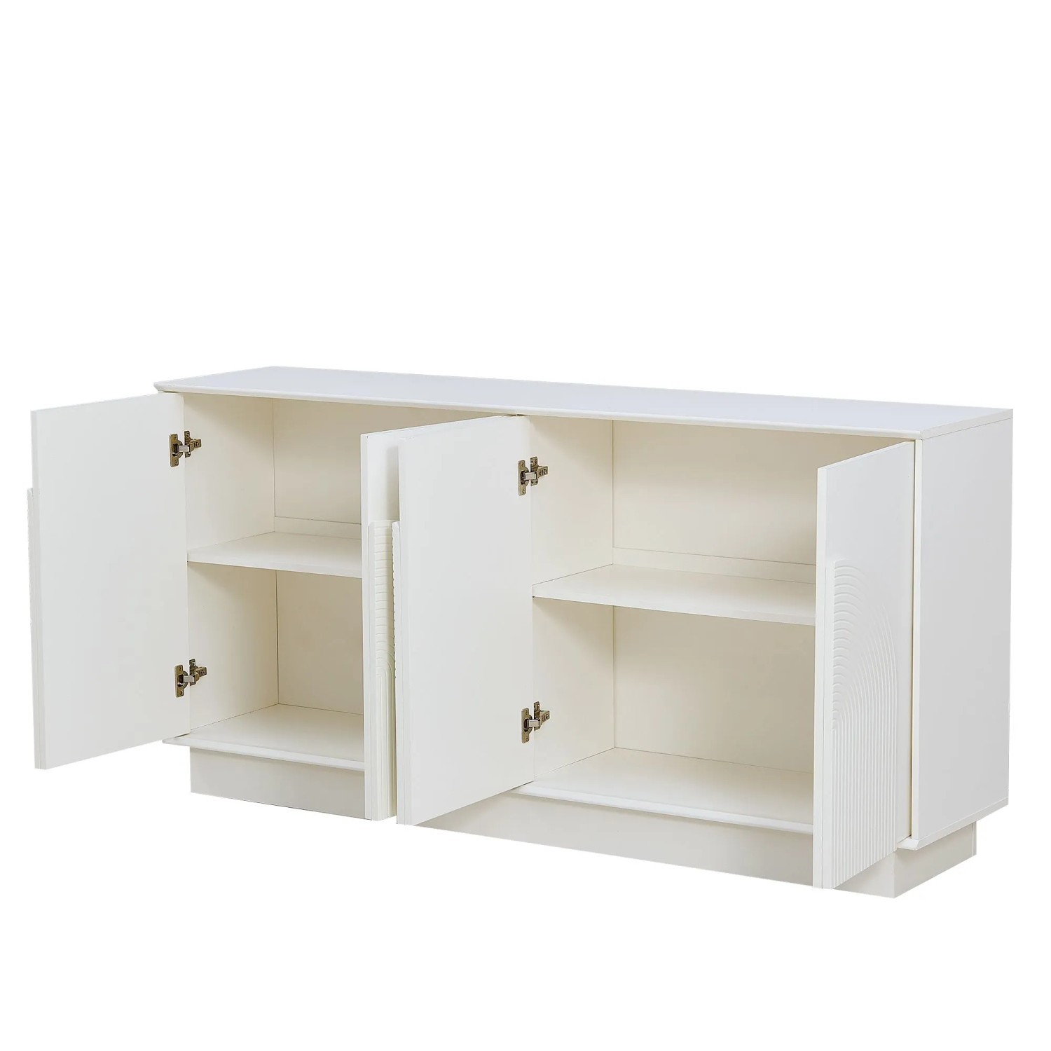 okwish Sideboard mit Gewölbten Türen Wohnzimmer 160x38x80cm Weiß