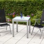 3-teiliges Gartenmöbel-Set Amalfi in Schwarz mit Klappsesseln und Ausziehtisch.