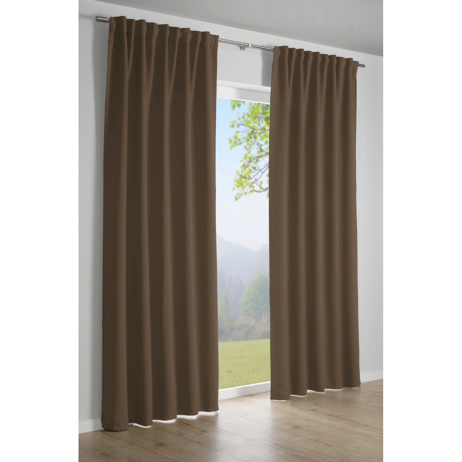 Gardinia Schlaufenschal mit Gardinenband Dimout Taupe 245 cm x 140 cm günstig online kaufen