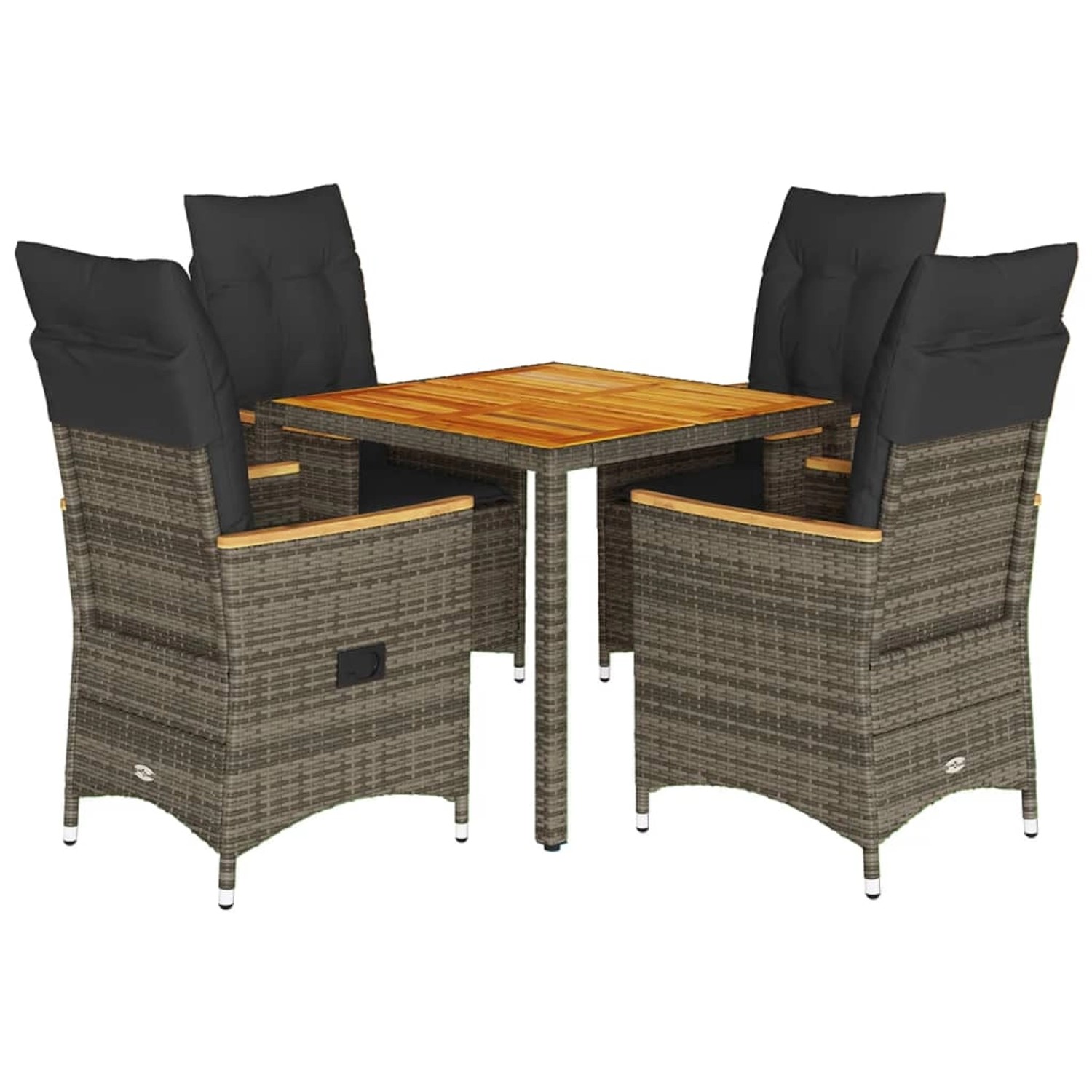 vidaXL 5-Tlg Garten-Essgruppe mit Kissen Grau Poly Rattan 3276844 günstig online kaufen