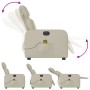 Elektrischer Massagesessel in Creme Kunstleder, verschiedene Neigungspositionen dargestellt.