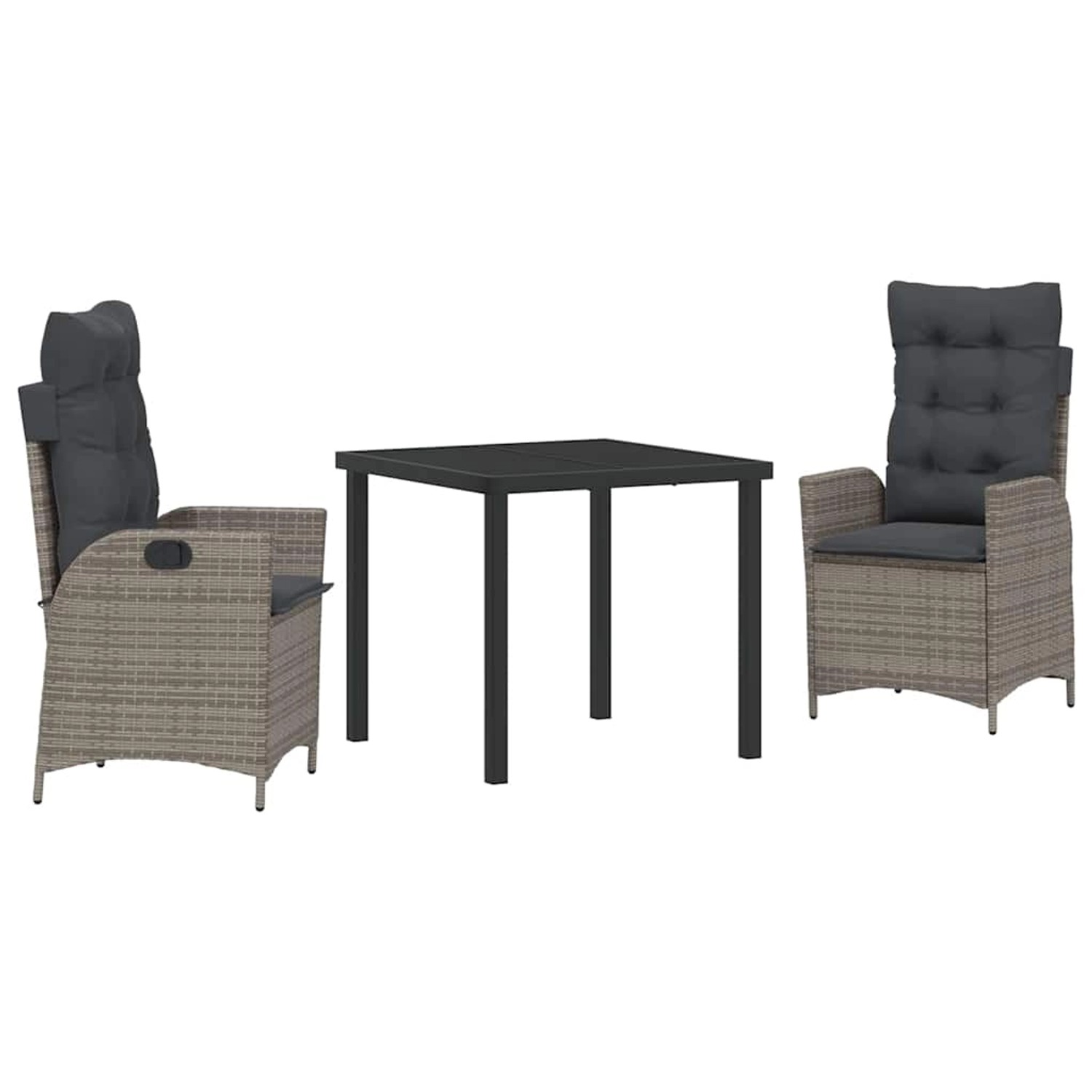 vidaXL Garten Essgruppe 3-Tlg Grau Poly Rattan 3380498 günstig online kaufen