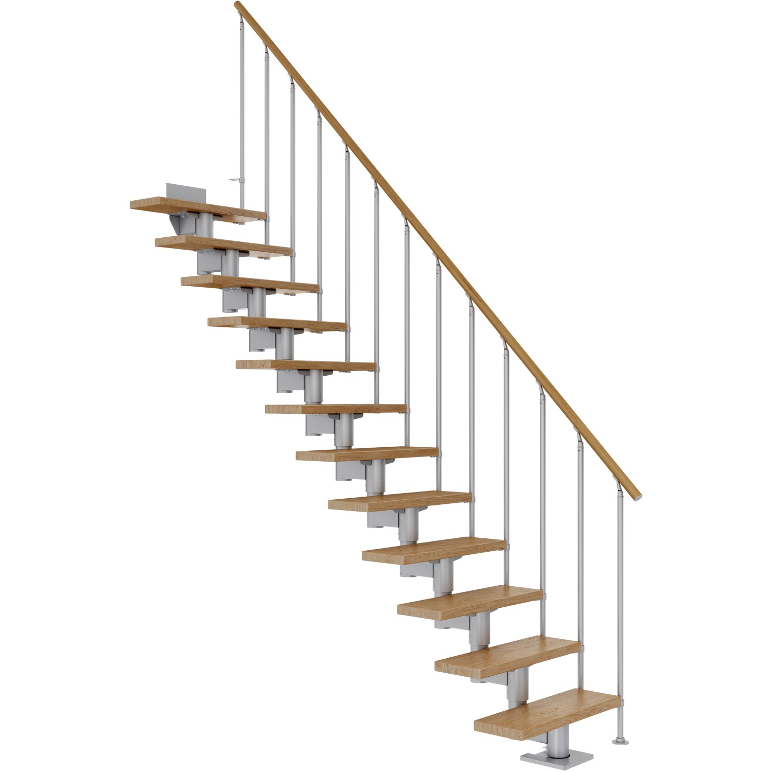 Dolle Mittelholmtreppe Cork Eiche Perlgrau GH bis 270 cm Gerade 75 cm FSC günstig online kaufen