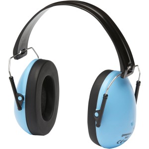 Blauer Gebol Kapselgehörschutz Safety Kids, zusammenklappbar und leicht.