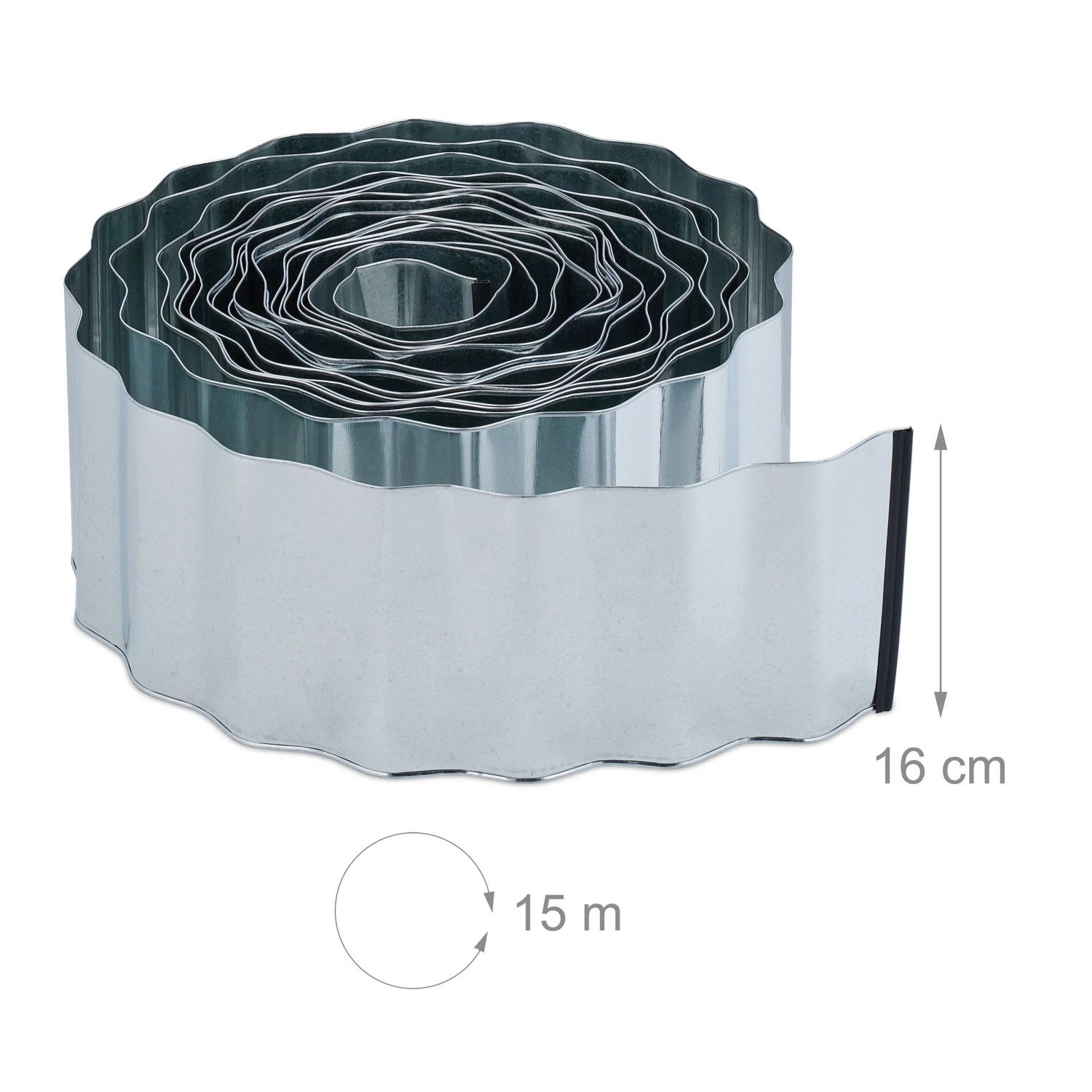 Relaxdays Rasenkante Metall Silber Flexibel 16 cm x 15 m 5,3 kg_4