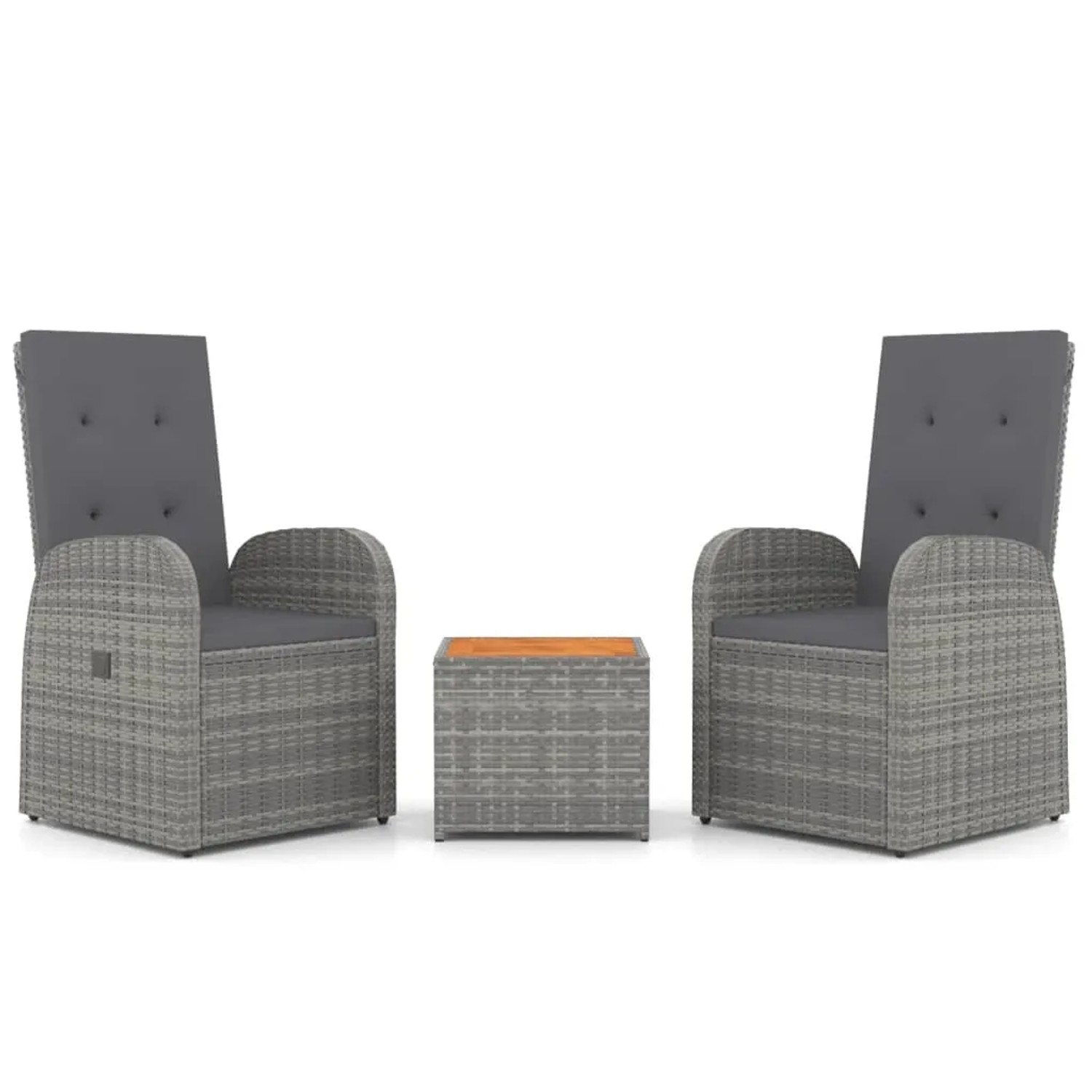 vidaXL 3-Tlg Garten-Lounge-Set Grau Poly Rattan Massivholz Akazie 3157655