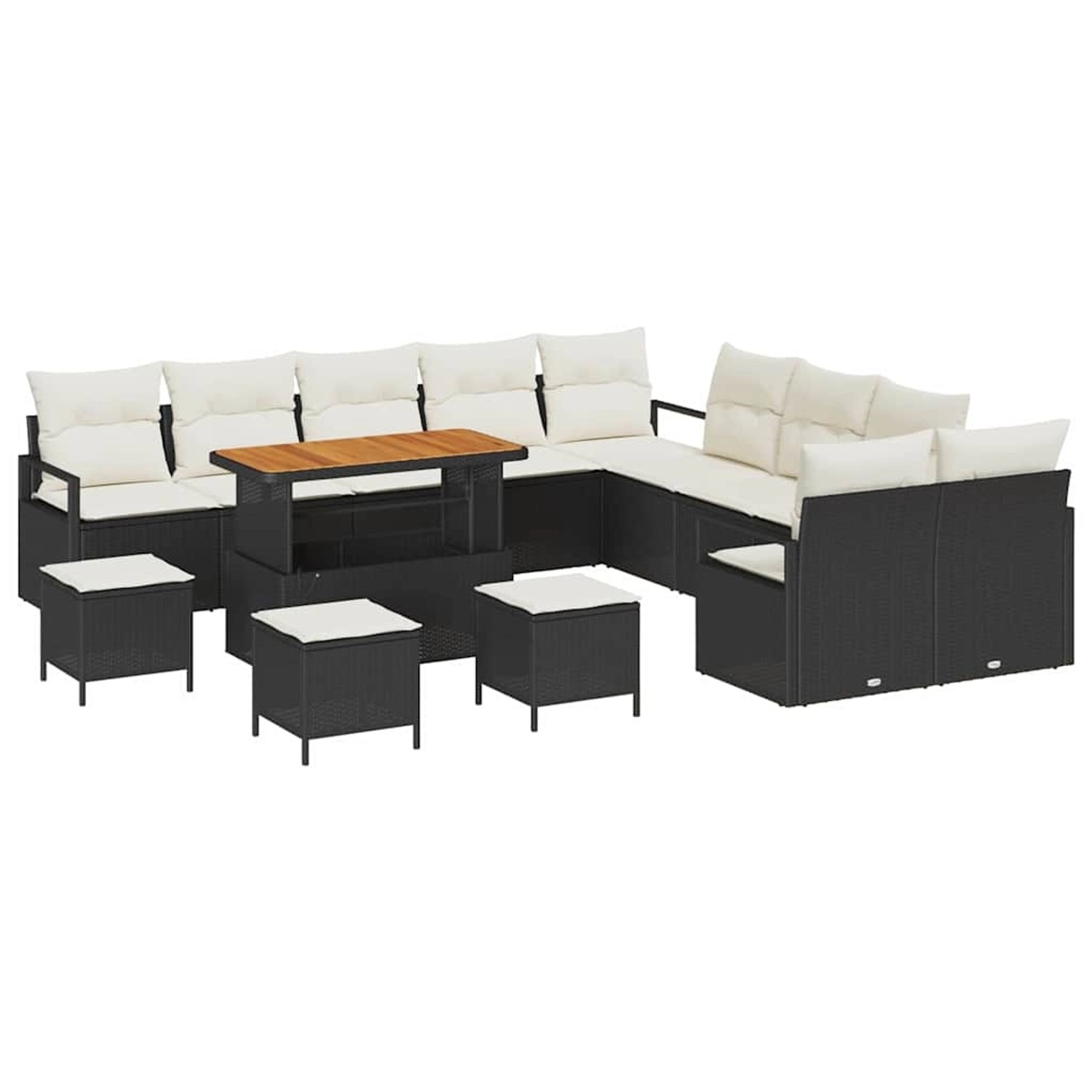 vidaXL Garten-Sofa-Set mit Kissen 14-Tlg Schwarz Poly Rattan 3362590 günstig online kaufen