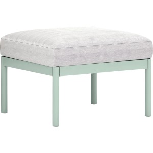 Hocker des Lounge-Sets Skipton: Mintfarbenes Gestell, beige Auflage. Ideal für Balkonmöbel.