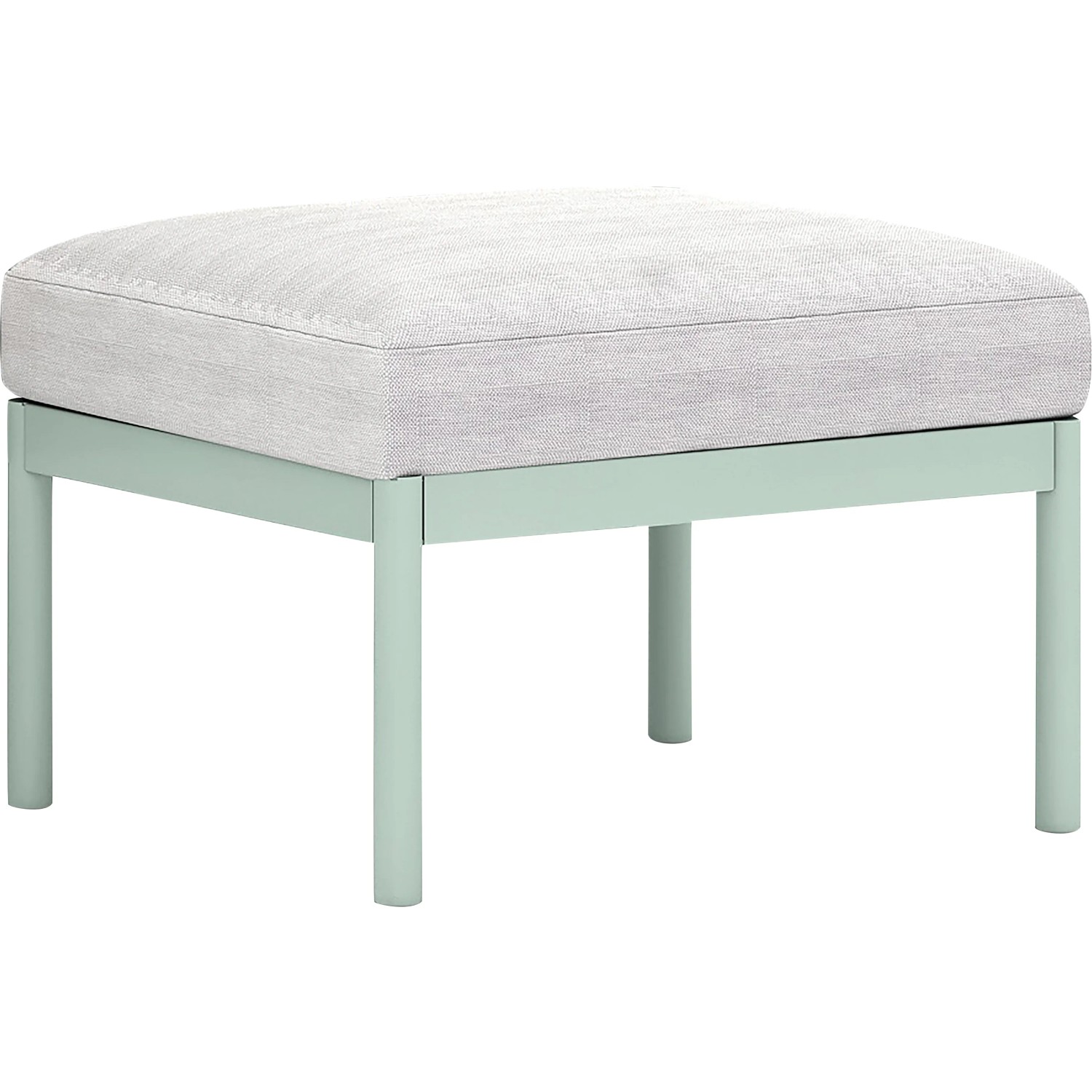 Hocker des Lounge-Sets Skipton: Mintfarbenes Gestell, beige Auflage. Ideal für Balkonmöbel.