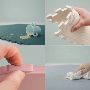 LittleTom Baby & Kinder Puzzlematte: wasserabweisend, flexibel, mit Anti-Rutsch-Profil. Beige EVA Schaummatten für Kindersicherheit.