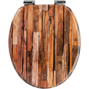 Sanfino WC-Sitz Industrial Wood mit Absenkautomatik, Holz-Optik für Ihr Bad.