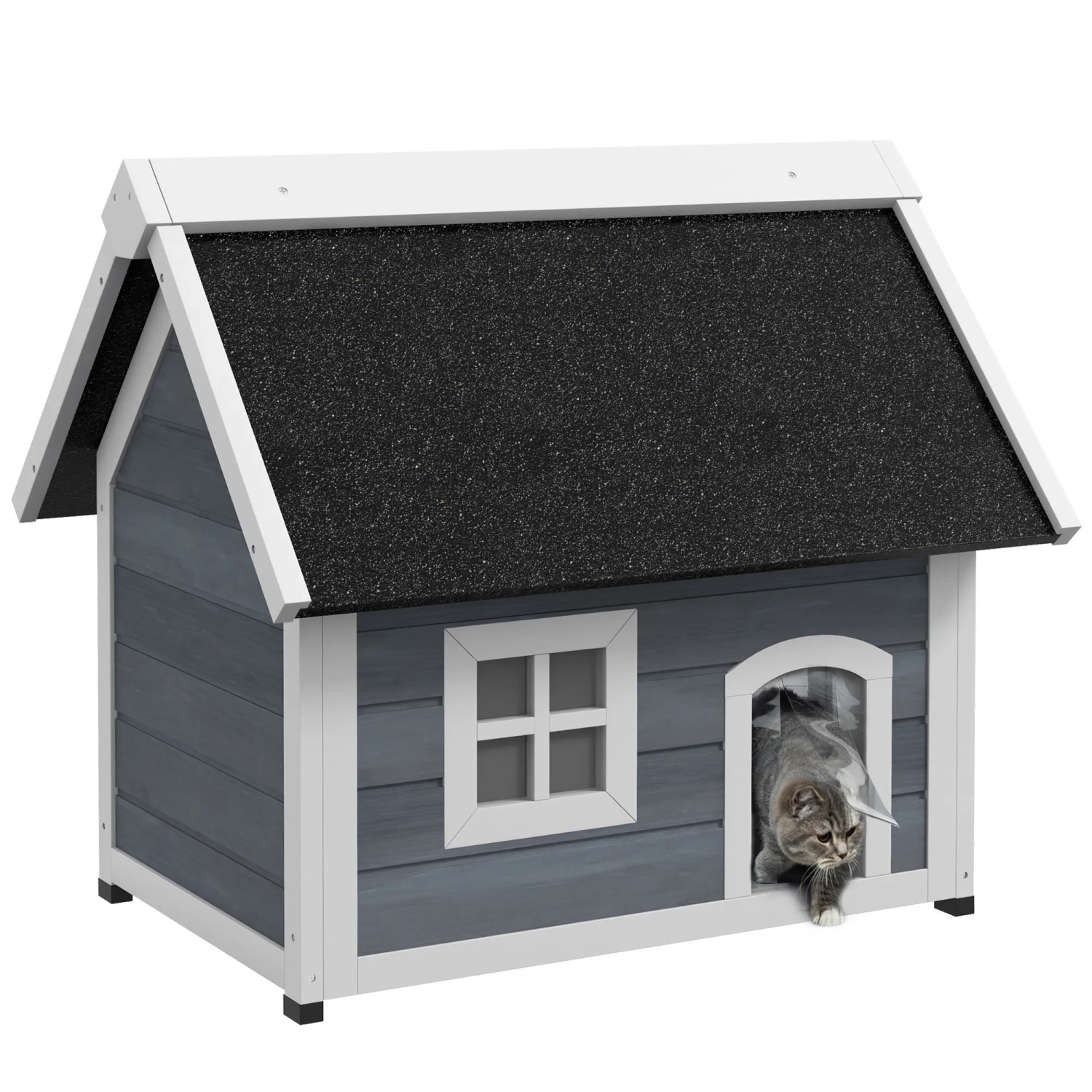 PawHut Katzenhaus mit Aufklappbam Asphaltdach 77 x 57,5 x 68 cm