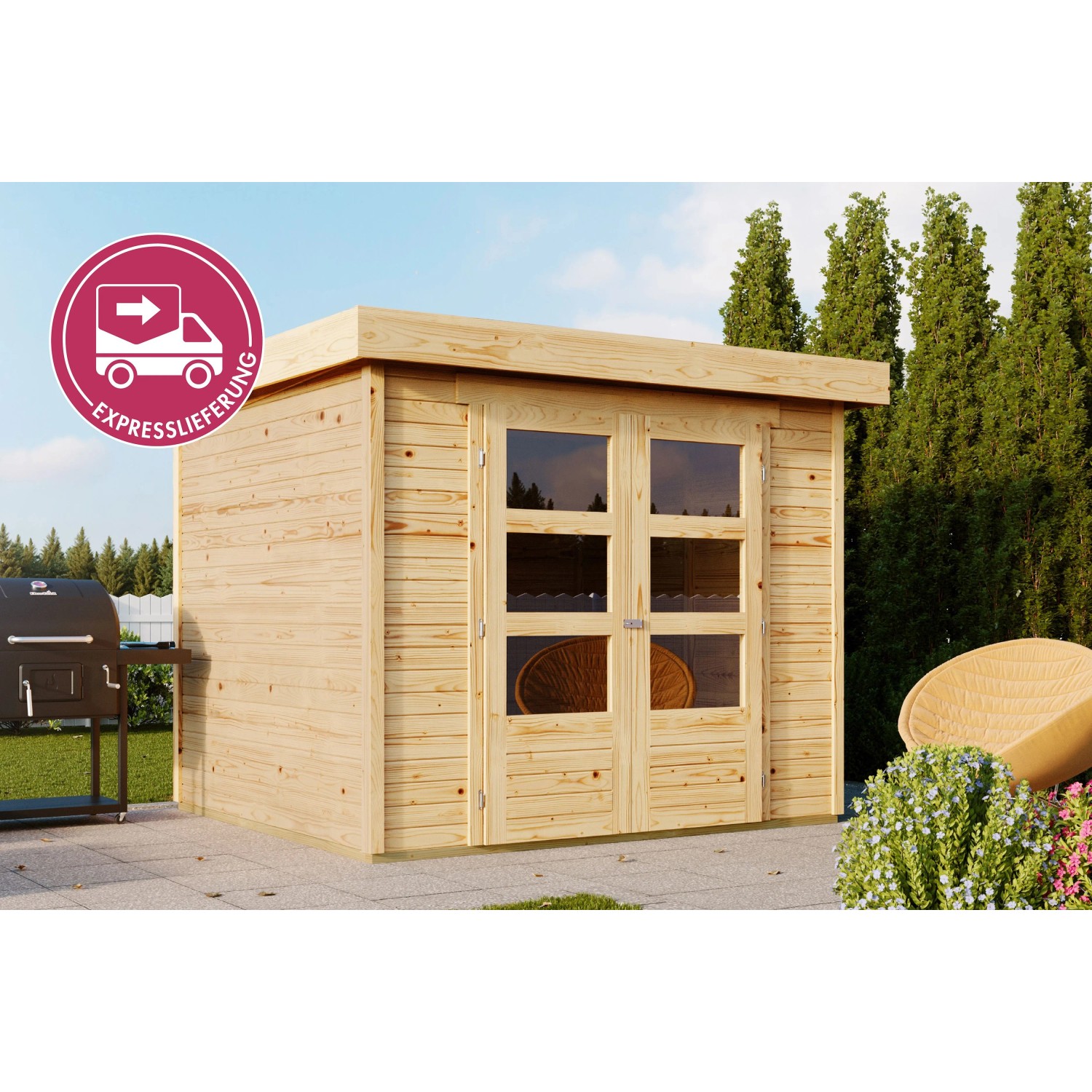 Karibu Express Gartenhaus Speedy A Naturbelassen 213 cm x 217 cm
