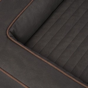 Detailaufnahme: Schwarzes Knuffelwuff Hundebett Montego aus Kunstleder, orthopädisch, mit gesteppter Oberfläche.